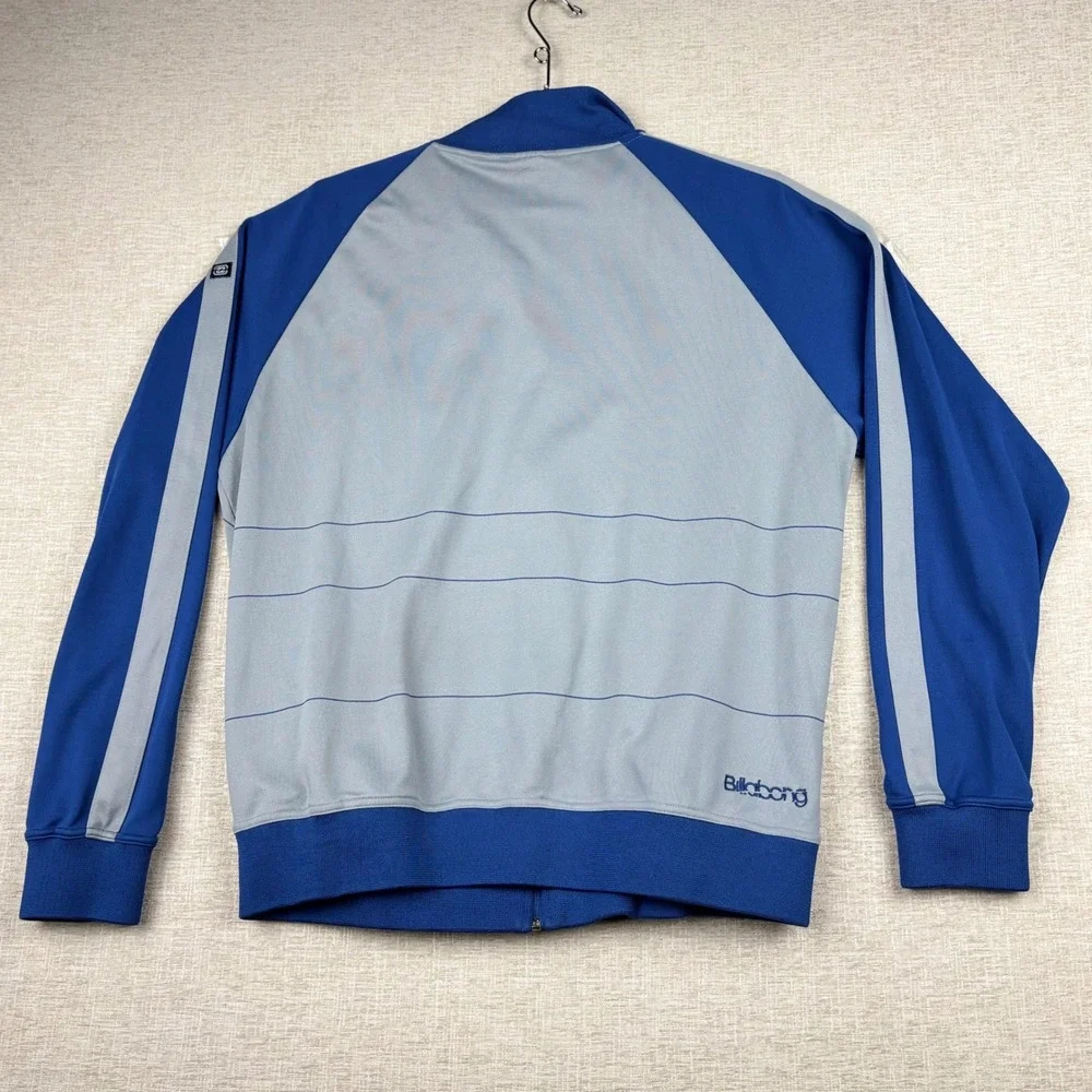 Billabong Mens XXL Track Jacket Grey Blue Full Zip Winged Crest Logo Sporty Surf